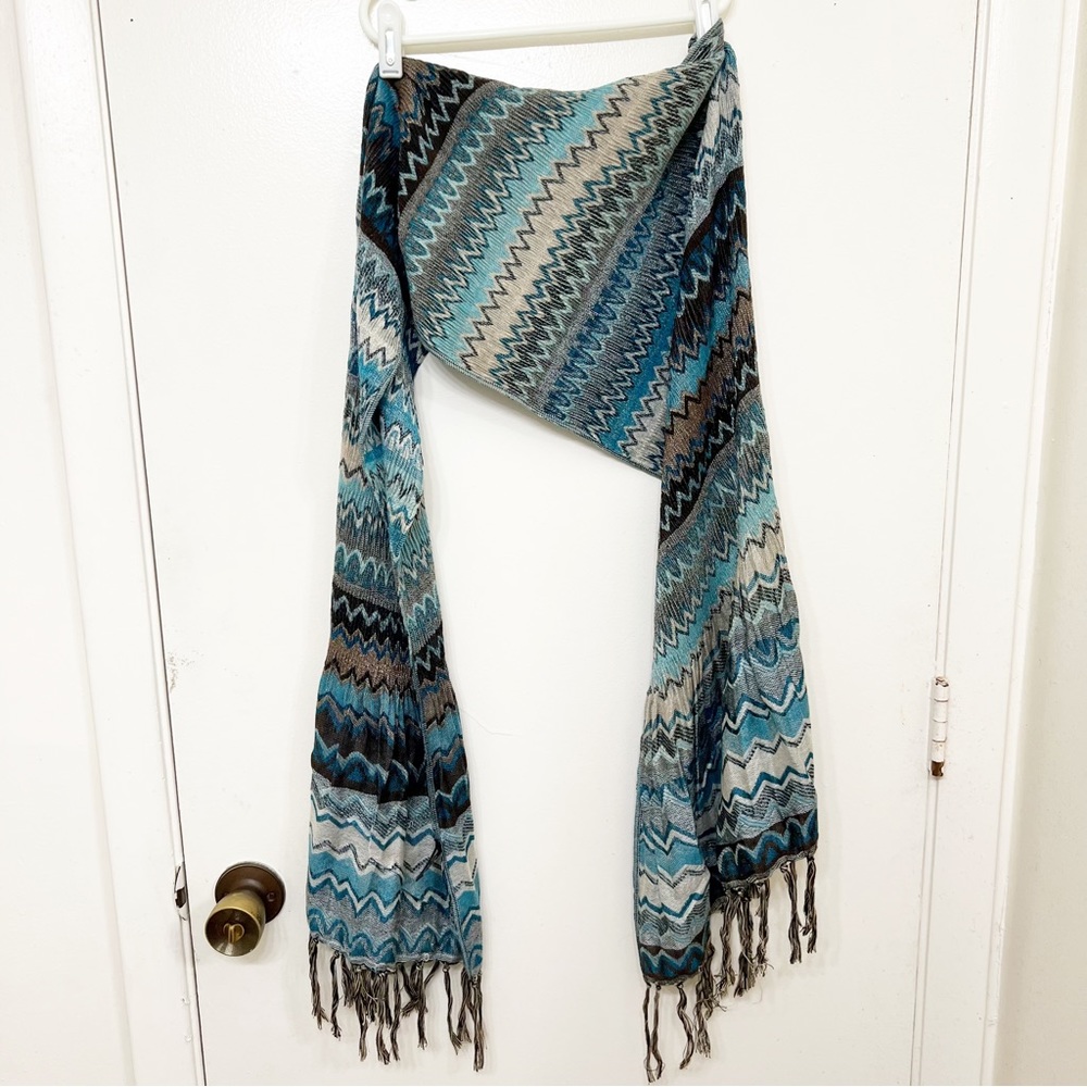 Gorgeous Blue/Tan Scarve Excellent Condition OS